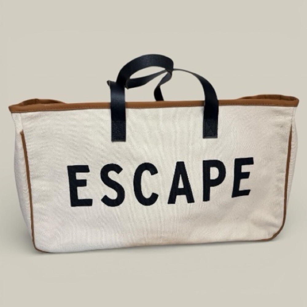 Santa Barbara Design Studio- ESCAPE Large Canvas Tote Bag Cream Black
